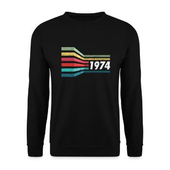 Vintage 1974 74 Birthday Retro Vintage Gift - Unisex Sweatshirt - black - Front - Alina (178cm) & Michal (187cm)