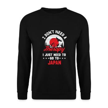 Therapie Japan japanisch Retro Spruch Geschenk - Unisex Pullover - Schwarz - Vorne - Alina (178cm) & Michal (187cm)