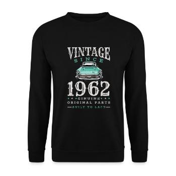 Vintage 1962 62 Anniversaire Rétro Millésime cadeau - Sweat-shirt Unisexe - noir - Devant - Alina (178cm) & Michal (187cm)
