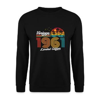 Vintage 1961 61 Anniversaire Rétro Millésime cadeau - Sweat-shirt Unisexe - noir - Devant - Alina (178cm) & Michal (187cm)