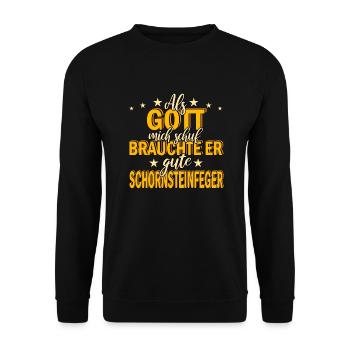 Schornsteinfeger Kaminfeger Schornsteine Beruf - Unisex Pullover - Schwarz - Vorne - Alina (178cm) & Michal (187cm)