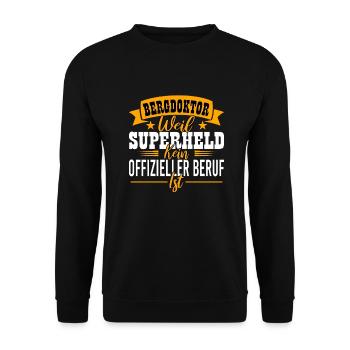 Bergdoktor Alpen Superheld Schweiz Skiurlaub - Unisex Pullover - Schwarz - Vorne - Alina (178cm) & Michal (187cm)