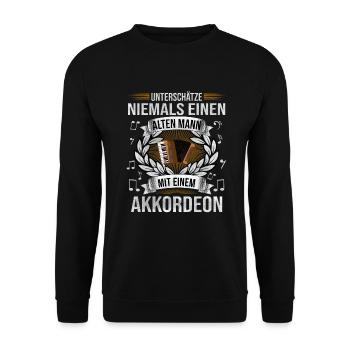 Akkordeon Schifferklavier Zieharmonika Spruch - Unisex Pullover - Schwarz - Vorne - Alina (178cm) & Michal (187cm)