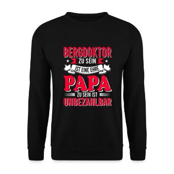 Bergdoktor Papa Vater Skifahren Skiurlaub Spruch - Unisex Pullover - Schwarz - Vorne - Alina (178cm) & Michal (187cm)