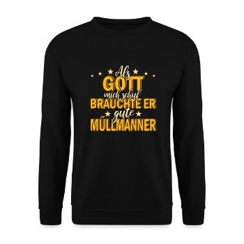 Müllmänner Müllmann Beruf Spruch - Unisex Pullover - Schwarz - Vorne - Alina (178cm) & Michal (187cm)