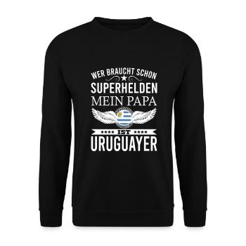 Uruguay Uruguayer Papa Vater - Unisex Pullover - Schwarz - Vorne - Alina (178cm) & Michal (187cm)