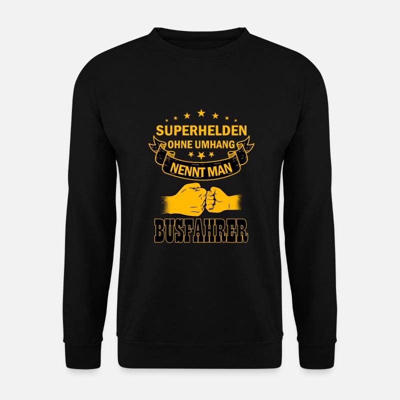 Busfahrer Superhelden Bus Schulbus Arbeit Spruch - Unisex Pullover - Schwarz
