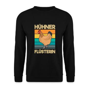 Hühner Flüsterin Huhn Mama - Unisex Pullover - Schwarz - Vorne - Alina (178cm) & Michal (187cm)