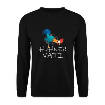 Hühner Vati Huhn - Unisex Pullover - Schwarz - Vorne - Alina (178cm) & Michal (187cm)