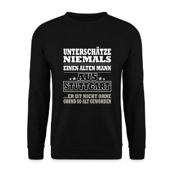 Alter Mann aus Stuttgart - Unisex Pullover - Schwarz - Vorne - Alina (178cm) & Michal (187cm)