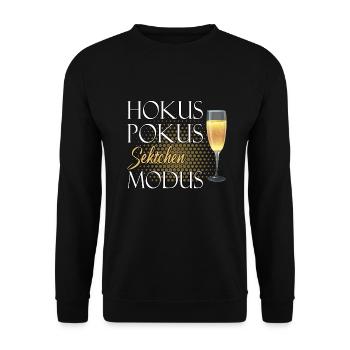 Sekt Spruch | Sektchen Hokus Pokus Sektglas - Unisex Pullover - Schwarz - Vorne - Alina (178cm) & Michal (187cm)