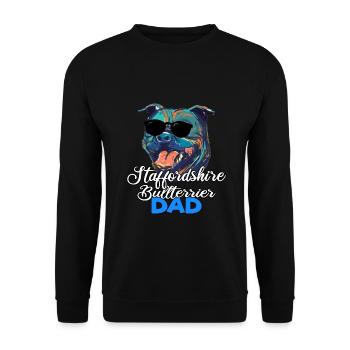 Staffordshire Bullterrier Hund Dad Vater Papa - Unisex Pullover - Schwarz - Vorne - Alina (178cm) & Michal (187cm)