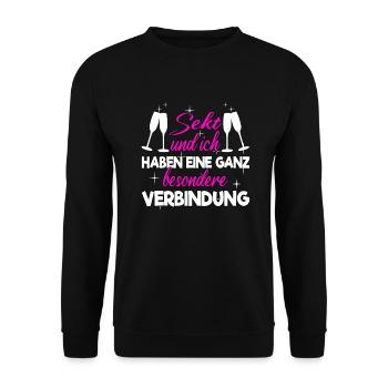 Sekt lustige Sprüche Spruch - Unisex Pullover - Schwarz - Vorne - Alina (178cm) & Michal (187cm)