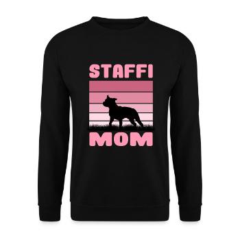 Staffordshire Bullterrier Mom Mama Mutter Hund - Unisex Pullover - Schwarz - Vorne - Alina (178cm) & Michal (187cm)