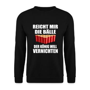 Beerpong Bierpong Beer Bier pong Trinkspiel - Unisex Pullover - Schwarz - Vorne - Alina (178cm) & Michal (187cm)