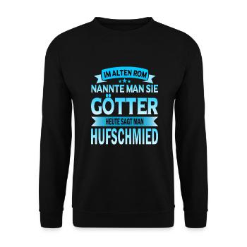 Hufschmied Hufschmiede Hufeisen Amboss Beruf - Unisex Pullover - Schwarz - Vorne - Alina (178cm) & Michal (187cm)