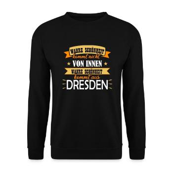 Dresden Dresdener Sachsen ostdeutschland - Unisex Pullover - Schwarz - Vorne - Alina (178cm) & Michal (187cm)