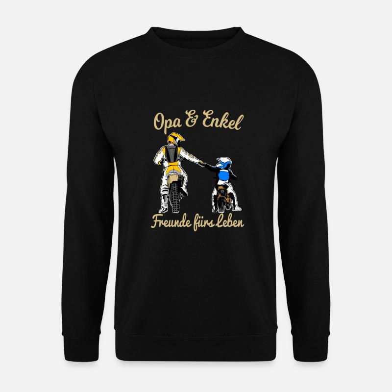 Opa und Enkel Freunde Motocross Offroad Motorrad - Unisex Pullover - Schwarz
