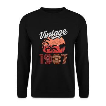 Vintage 1987 87 Birthday Retro Vintage Gift - Unisex Sweatshirt - black - Front - Alina (178cm) & Michal (187cm)