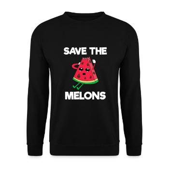 Melon Watermelon Save the planet earth Melons - Unisex Sweatshirt - black - Front - Alina (178cm) & Michal (187cm)