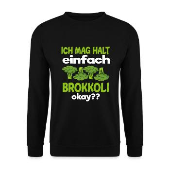 Brokkoli Broccoli gesund essen Vegetarier - Unisex Pullover - Schwarz - Vorne - Alina (178cm) & Michal (187cm)