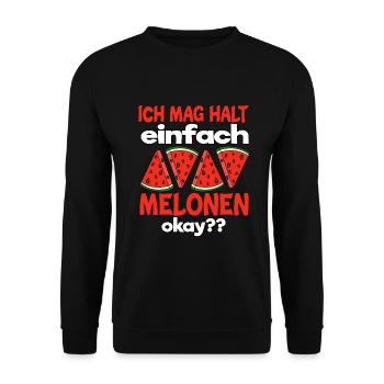 Melonen Liebhaber Wassermelone Melone - Unisex Pullover - Schwarz - Vorne - Alina (178cm) & Michal (187cm)