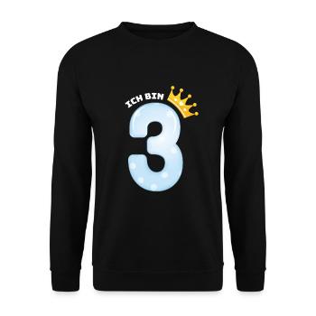 3 Geburtstag Jahre Krone Ballon Junge Geschenk - Unisex Pullover - Schwarz - Vorne - Alina (178cm) & Michal (187cm)