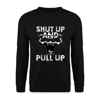 Shut Up and Pull up | Calisthenics chin-up - Unisex Sweatshirt - black - Front - Alina (178cm) & Michal (187cm)
