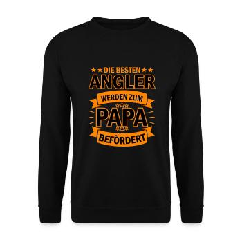 Angel Papa Angler Sohn Angel - Unisex Pullover - Schwarz - Vorne - Alina (178cm) & Michal (187cm)