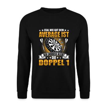 Dart Dartspieler Darts Doppel 1 Dartscheibe 180 - Unisex Pullover - Schwarz - Vorne - Alina (178cm) & Michal (187cm)