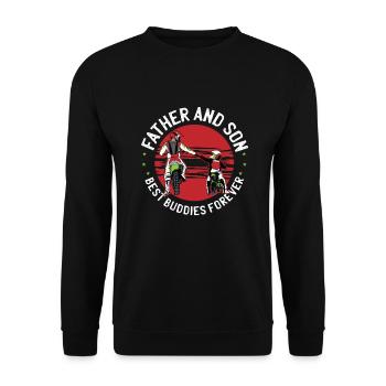 Motorcross Motorrad Vater Sohn Spruch Geschenk - Unisex Pullover - Schwarz - Vorne - Alina (178cm) & Michal (187cm)