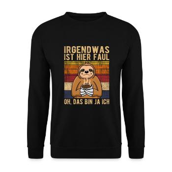 Faulenzer Faultier Faulheut - Unisex Pullover - Schwarz - Vorne - Alina (178cm) & Michal (187cm)