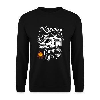 Norway camping lifestyle with motorhome on vacation - Unisex Sweatshirt - black - Front - Alina (178cm) & Michal (187cm)