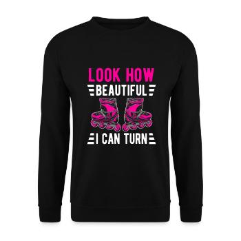 Inline skates women Look how nice turning - Unisex Sweatshirt - black - Front - Alina (178cm) & Michal (187cm)