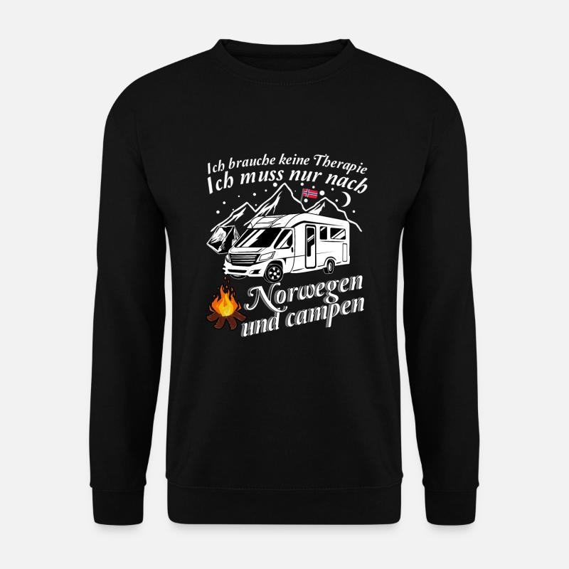 Keine Therapie nur nach Norwegen und Campen - Unisex Pullover - Schwarz