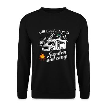 Camping Brauche keine Therapie Schweden und campen - Unisex Pullover - Schwarz - Vorne - Alina (178cm) & Michal (187cm)
