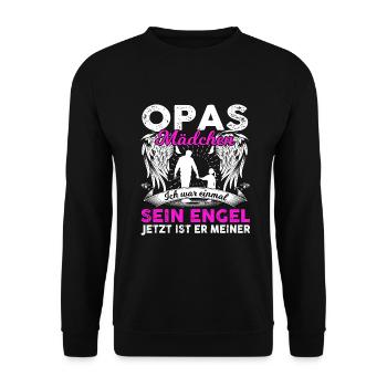 Opas Mädchen Ich War Einmal Sein Engel - Unisex Pullover - Schwarz - Vorne - Alina (178cm) & Michal (187cm)
