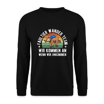 We Will Get There When We Get There | Faultier - Unisex Pullover - Schwarz - Vorne - Alina (178cm) & Michal (187cm)