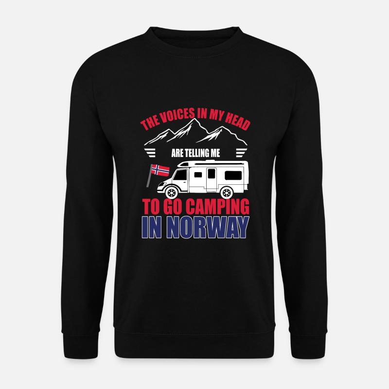 Camping Norwegen Stimmen in meinem Kopf campen - Unisex Pullover - Schwarz