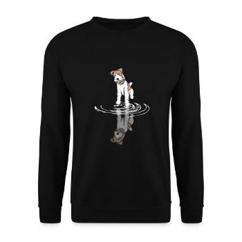 Foxterrier Drahthaar | Foxterrier T-Shirt - Unisex Pullover - Schwarz - Vorne - Alina (178cm) & Michal (187cm)