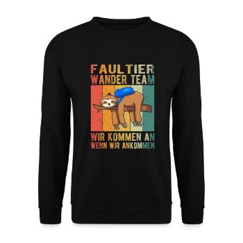 We Will Get There When We Get There | Faultier - Unisex Pullover - Schwarz - Vorne - Alina (178cm) & Michal (187cm)
