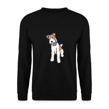 Foxterrier Drahthaar | Foxterrier T-Shirt - Unisex Pullover - Schwarz - Vorne - Alina (178cm) & Michal (187cm)