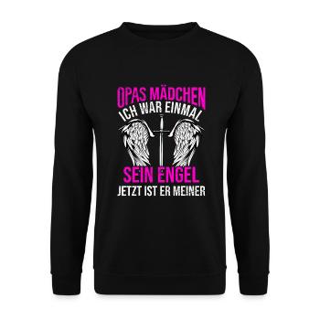Opas Mädchen Ich War Einmal Sein Engel - Unisex Pullover - Schwarz - Vorne - Alina (178cm) & Michal (187cm)