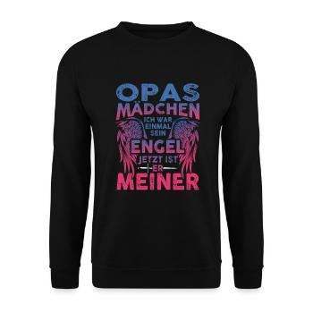 Opas Mädchen Ich War Einmal Sein Engel - Unisex Pullover - Schwarz - Vorne - Alina (178cm) & Michal (187cm)