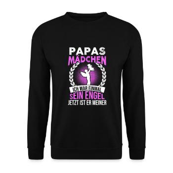 Papas Mädchen Ich War Einmal Sein Engel - Unisex Pullover - Schwarz - Vorne - Alina (178cm) & Michal (187cm)