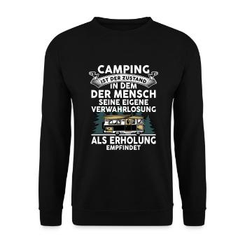 Camping Ist Der Zustand In Dem Der Mensch Camping - Unisex Pullover - Schwarz - Vorne - Alina (178cm) & Michal (187cm)
