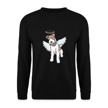Foxterrier Drahthaar Engel | Foxterrier T-Shirt - Unisex Pullover - Schwarz - Vorne - Alina (178cm) & Michal (187cm)