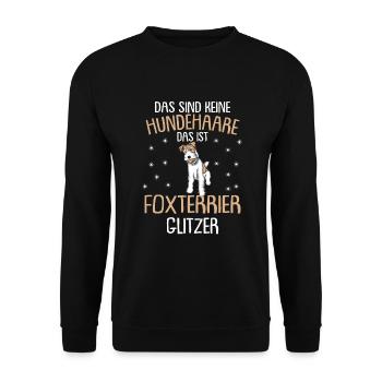 Foxterrier Glitzer Hundehaare | Foxterrier T-Shirt - Unisex Pullover - Schwarz - Vorne - Alina (178cm) & Michal (187cm)