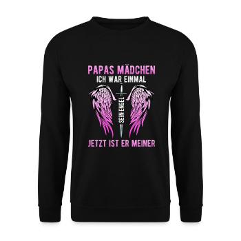 Papas Mädchen Ich War Einmal Sein Engel - Unisex Pullover - Schwarz - Vorne - Alina (178cm) & Michal (187cm)