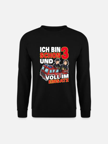 Ich bin schon 3 | 3. Geburtstag Feuerwehr Jungen - Unisex Pullover - Schwarz